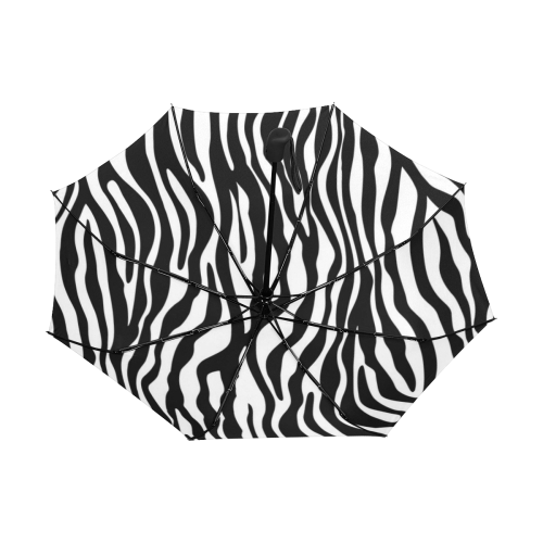 Zebra Stripes Pattern - Traditional Black White Anti-UV Auto-Foldable Umbrella (Underside Printing) (U06)