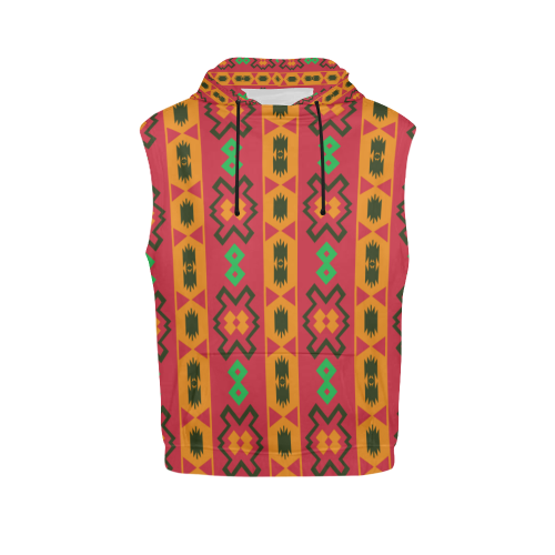 Tribal shapes in retro colors (2) All Over Print Sleeveless Hoodie for Men (Model H15)