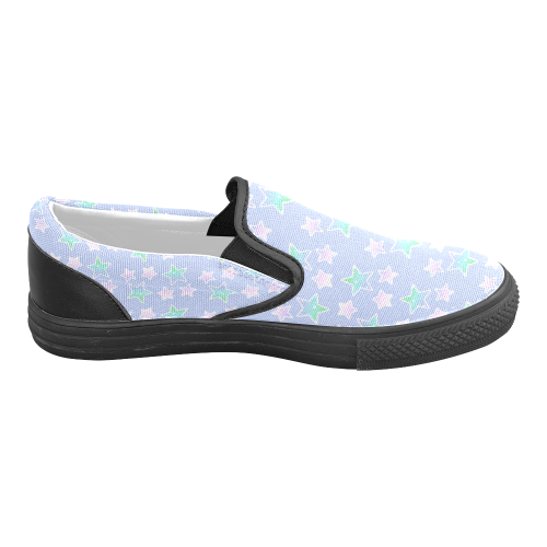 Cute Rainbow lilac purple Pastel tint colors little Stars star sky pattern design Men's Slip-on Canvas Shoes (Model 019)