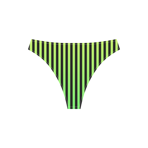 Green Ombre Stripes on Black Sport Top & High-Waisted Bikini Swimsuit (Model S07)