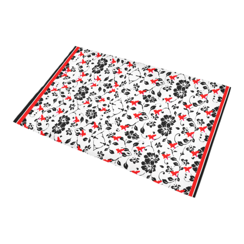 Tiny red and black florals bath rug Bath Rug 20''x 32''