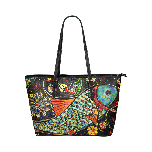 Pisces Leather Tote Bag/Small (Model 1651)