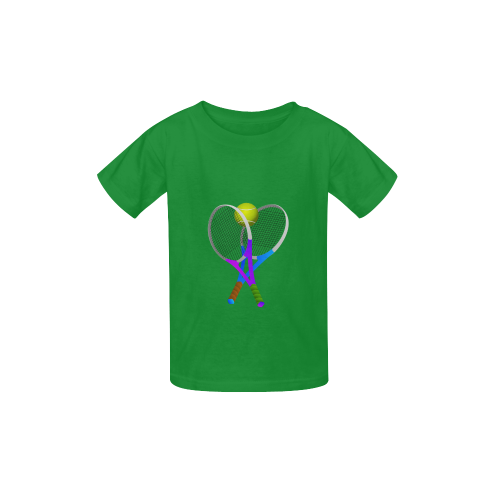 Tennis Rackets and Tennis Ball Green Kid's  Classic T-shirt (Model T22)