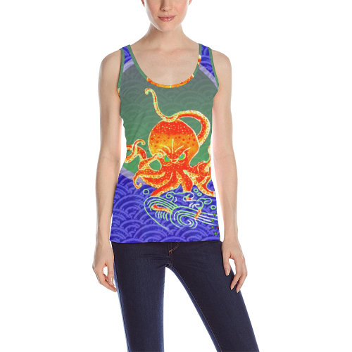 The Lowest of Low Japanese Angry Octopus All Over Print Tank Top for Women (Model T43)