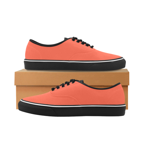 color tomato Classic Men's Canvas Low Top Shoes (Model E001-4)