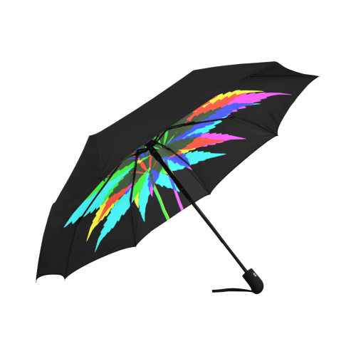 Wild Hemp Leaves - neon colored Anti-UV Auto-Foldable Umbrella (Underside Printing) (U06)