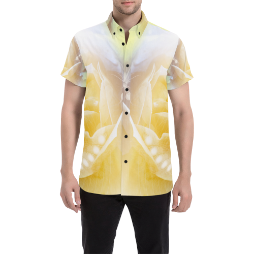 Soft yellow roses Men's All Over Print Short Sleeve Shirt (Model T53)