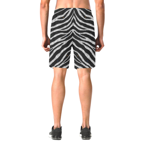 Ripped SpaceTime Stripes - White Men's All Over Print Elastic Beach Shorts (Model L20)