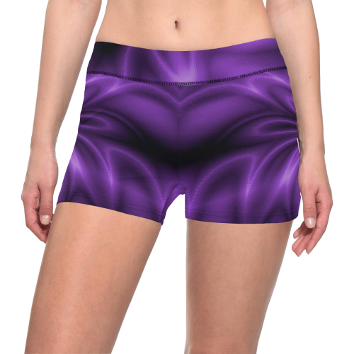 Lilac Shiny Swirl Women's All Over Print Short Leggings (Model L28)