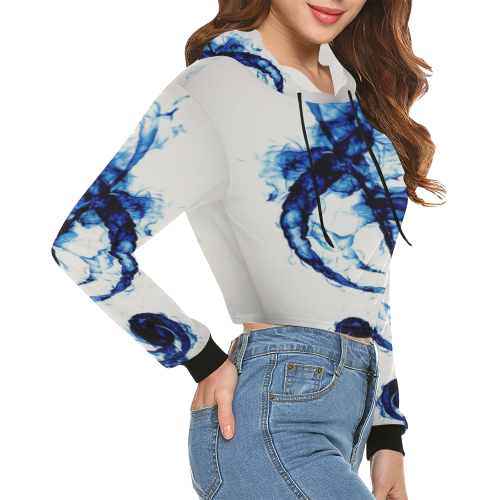 smoke music All Over Print Crop Hoodie for Women (Model H22)