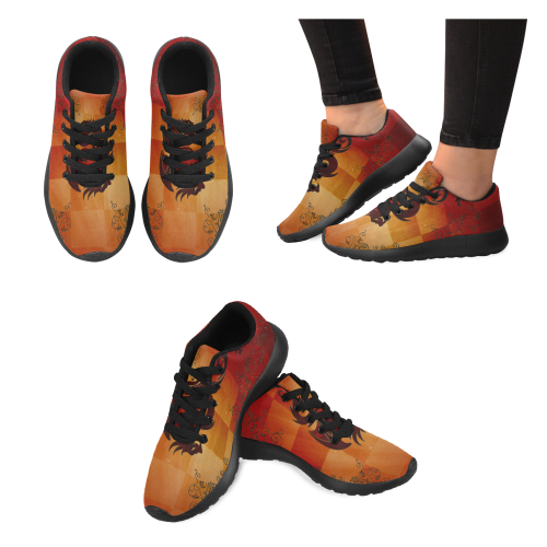 Tribal dragon  on vintage background Women’s Running Shoes (Model 020)