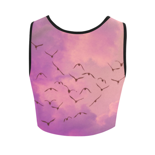 Trendy Birds, pink by JamColors Women's Crop Top (Model T42)