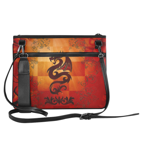 Tribal dragon  on vintage background Slim Clutch Bag (Model 1668)