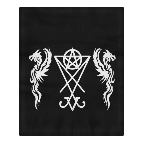 Luciferian Dragon Pentacle WHITE 3-Piece Bedding Set