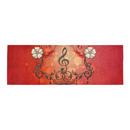 Music clef with floral design Area Rug 9'6''x3'3''