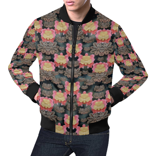 Heavy Metal meets power of the big flower All Over Print Bomber Jacket for Men/Large Size (Model H19)