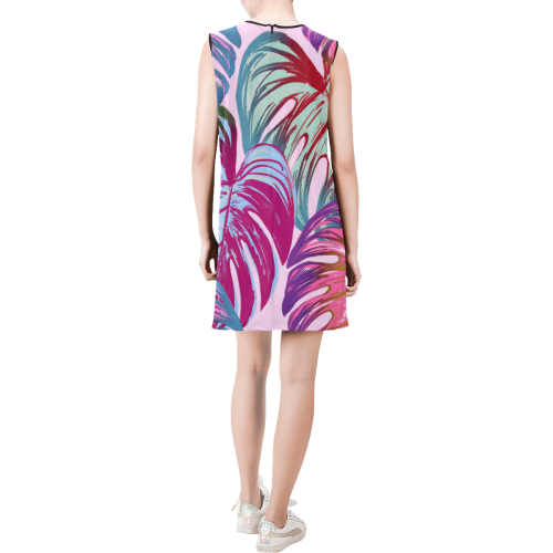 Pretty Leaves B by JamColors Sleeveless Round Neck Shift Dress (Model D51)