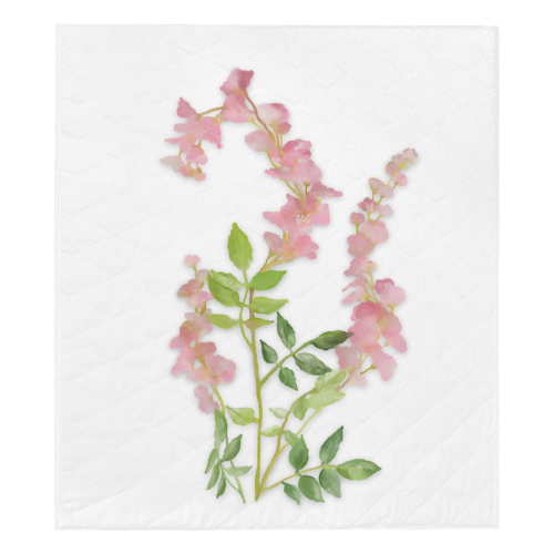 Pink tiny flower w shadow - floral watercolor Quilt 70"x80"