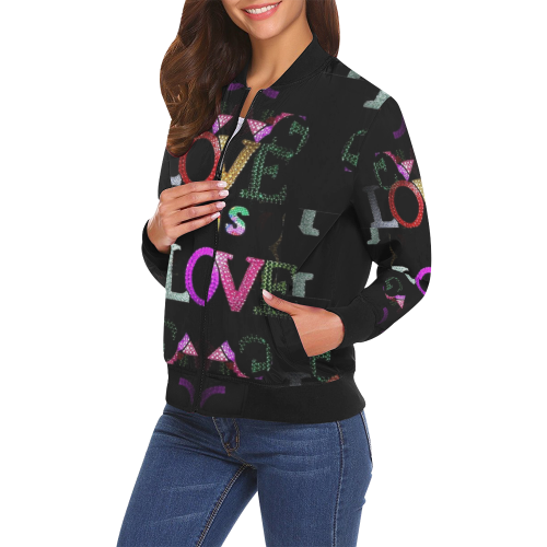Love is Love by Nico Bielow All Over Print Bomber Jacket for Women (Model H19)