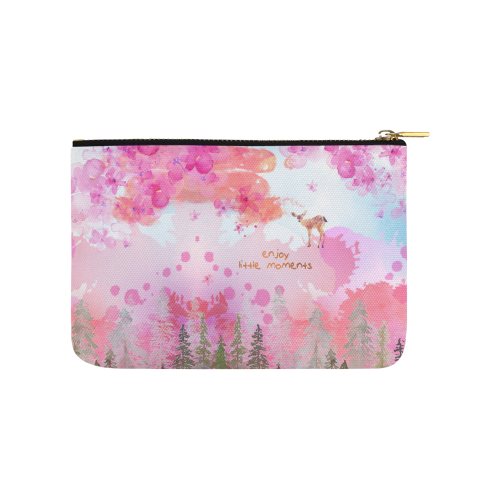 Little Deer in the Magic Pink Forest Carry-All Pouch 9.5''x6''