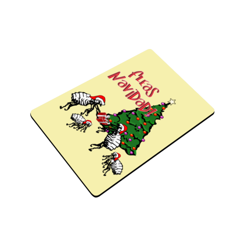 Christmas Fleas Feliz Navidad on Yellow Doormat 24"x16"