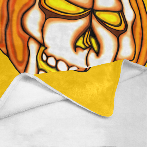 Pumpkin Skull Yellow Ultra-Soft Micro Fleece Blanket 40"x50"