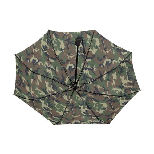 Woodland Forest Green Camouflage Anti-UV Auto-Foldable Umbrella (Underside Printing) (U06)
