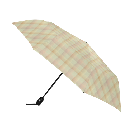 Pastel Yellow Orange Crisscross Stripes Anti-UV Auto-Foldable Umbrella (U09)