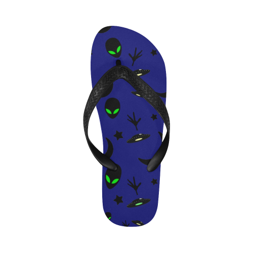 Alien Flying Saucers Stars Pattern (Blue) Flip Flops for Men/Women (Model 040)