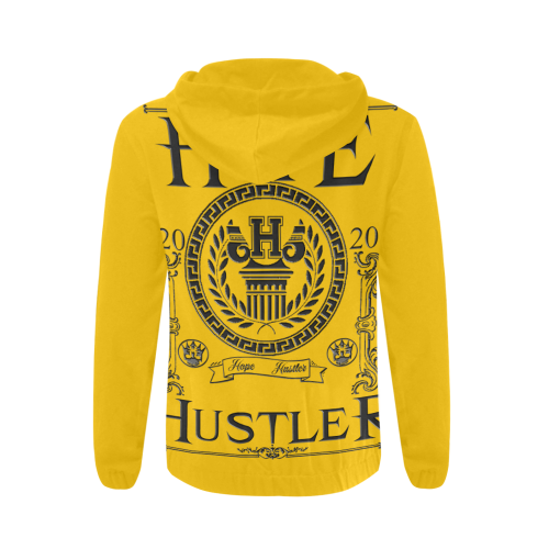Mash-Up Hope Hustler Golden All Over Print Full Zip Hoodie for Men/Large Size (Model H14)