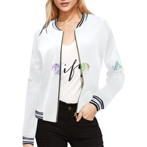 Simple -Love Life- Female Jacket All Over Print Bomber Jacket for Women (Model H21)