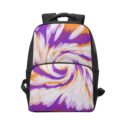 Purple Orange Tie Dye Swirl Abstract Unisex Laptop Backpack (Model 1663)