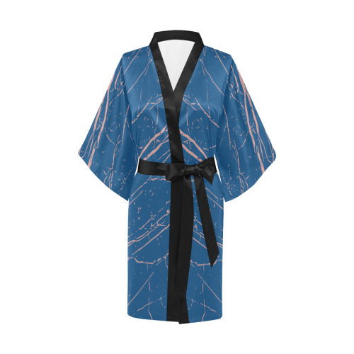 Classic Blue & Rose Tan Kimono Robe