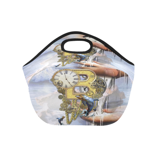 steampunk ocean letter B Neoprene Lunch Bag/Small (Model 1669)
