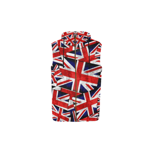 Union Jack British UK Flag All Over Print Sleeveless Zip Up Hoodie for Kid (Model H16)