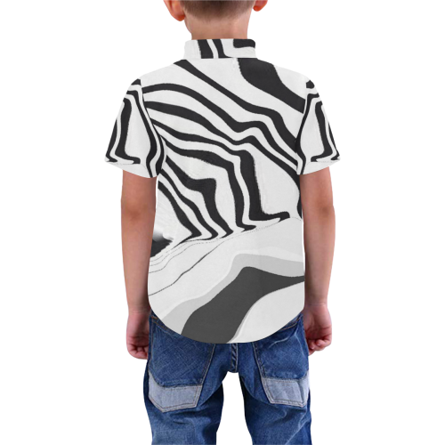 black and white illusion Boys' All Over Print Short Sleeve Shirt (Model T59)