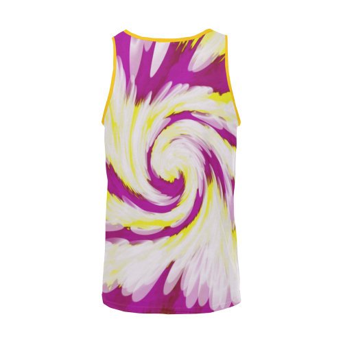 Pink Yellow Tie Dye Swirl Abstract Men's All Over Print Tank Top (Model T57)