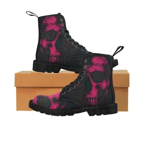 SKULL ART NEON CRASSCO Martin Boots for Women (Black) (Model 1203H)