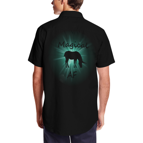 unicorn magical af Men's Short Sleeve Shirt with Lapel Collar (Model T54)