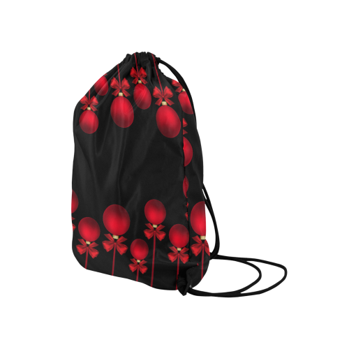 Red Christmas Ornaments with Bows Medium Drawstring Bag Model 1604 (Twin Sides) 13.8"(W) * 18.1"(H)