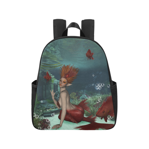 Beautiful mermaid and fantasy fish Multi-Pocket Fabric Backpack (Model 1684)