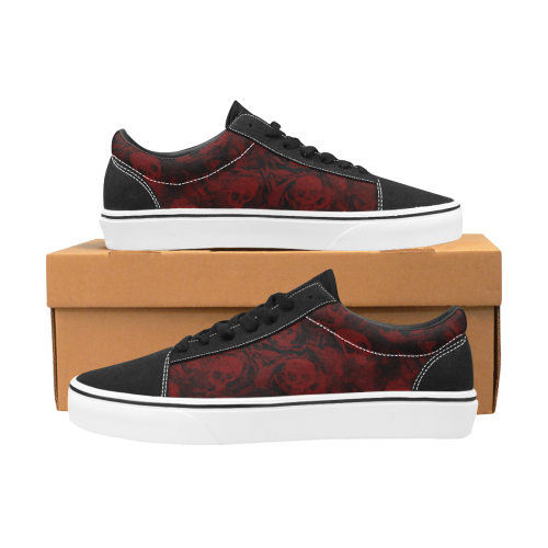 hauted skulls red Men's Low Top Skateboarding Shoes (Model E001-2)