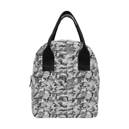 Woodland Urban City Black/Gray Camouflage Zipper Lunch Bag (Model 1689)