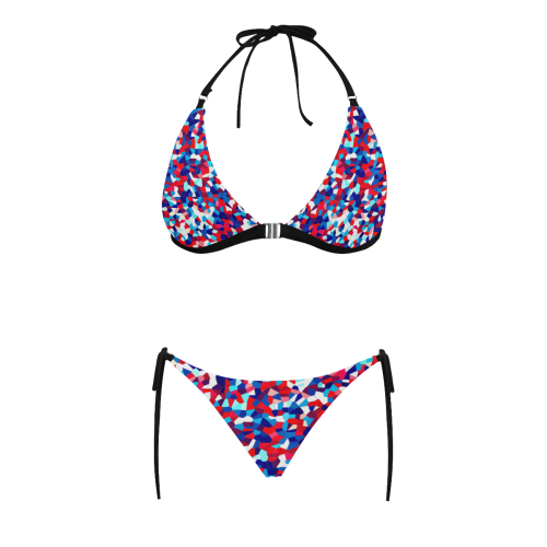 geometric pattern Buckle Front Halter Bikini Swimsuit (Model S08)