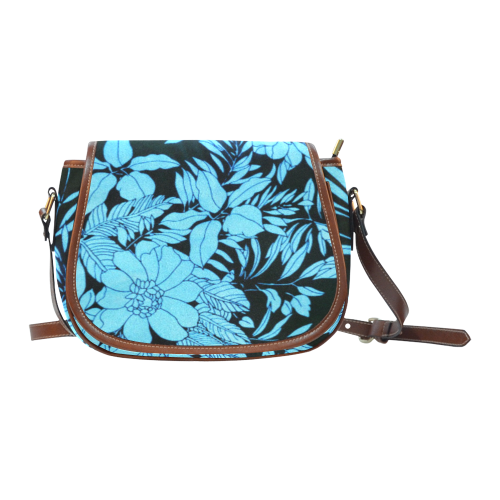blue floral watercolor Saddle Bag/Large (Model 1649)