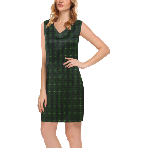 Green Glass Kaleidoscope Phoebe Sleeveless V-Neck Dress (Model D09)