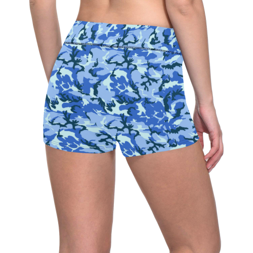 Woodland Blue Camouflage Women's All Over Print Short Leggings (Model L28)