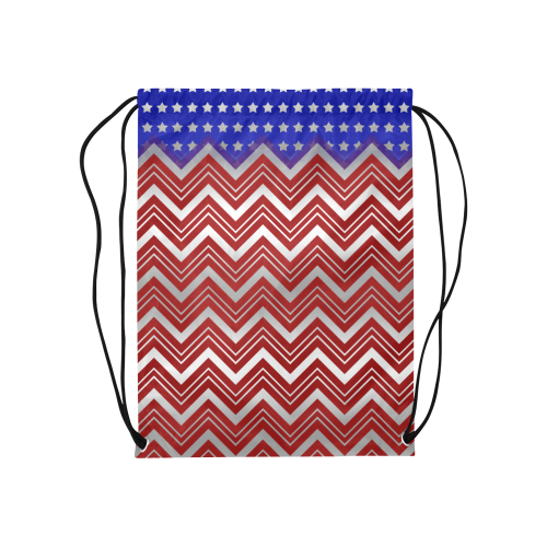 Chevron Red White And Blue Medium Drawstring Bag Model 1604 (Twin Sides) 13.8"(W) * 18.1"(H)