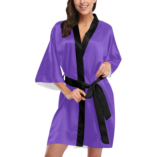 violet purple with black trim Kimono Robe