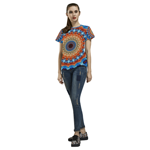 Kaleidoscope All Over Print T-shirt for Women/Large Size (USA Size) (Model T40)